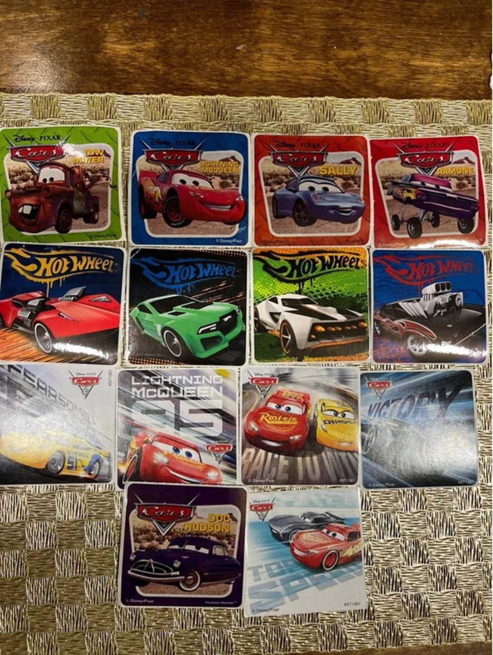 2.5in 14 cars and hot wheels stickers